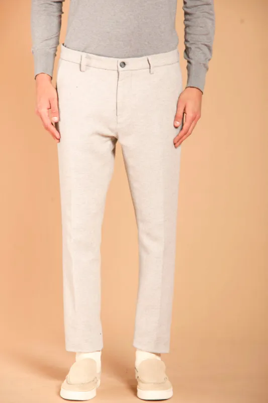 Osaka men's chino pants in cotton wool-effect with micro resca pattern carrot fit sold by Mason's