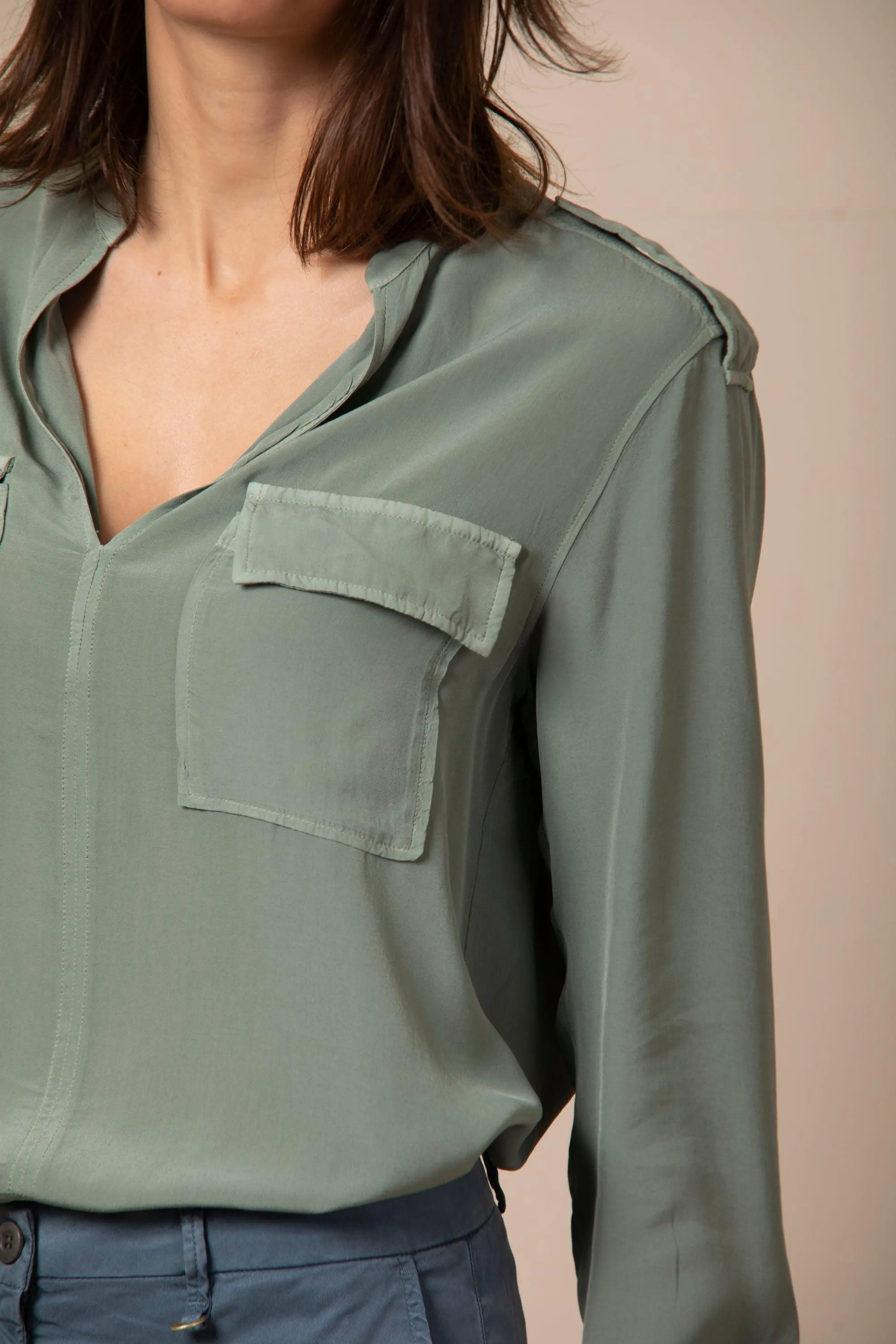 Emma Summer woman shirt in viscose with long sleeve and pockets sold by Mason's product image thumbnail 5