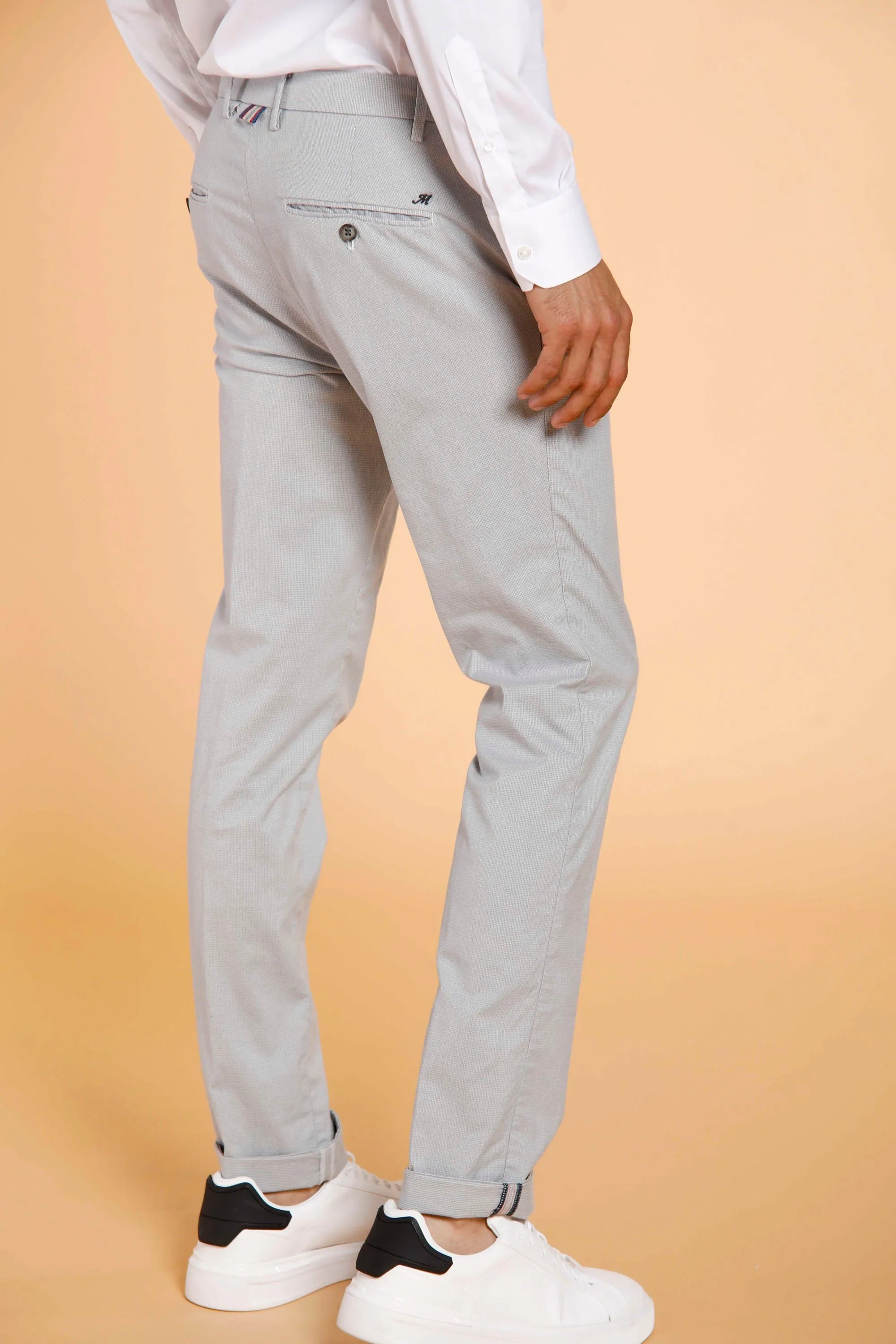 Milano Style man chino pants in cotton and tencel with micro pattern extra slim sold by Mason's product image thumbnail 4