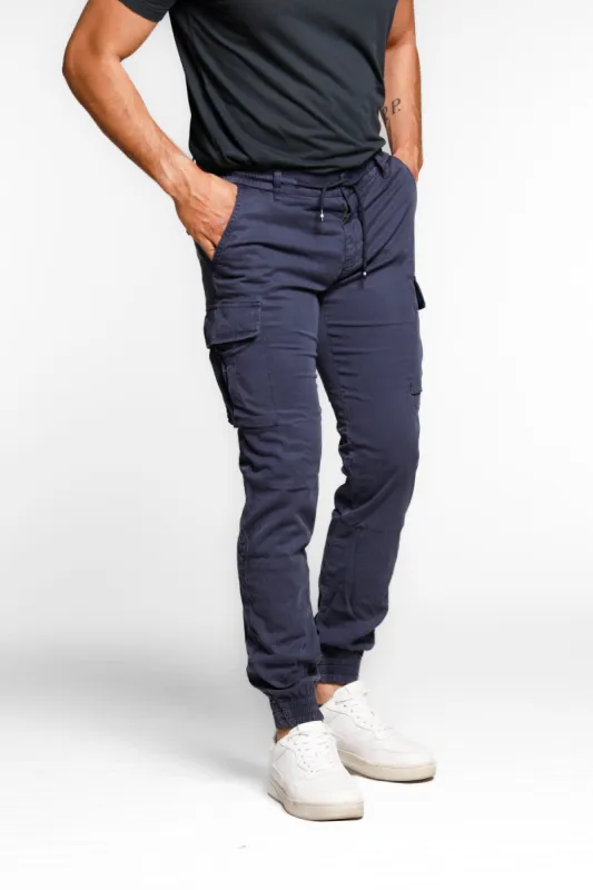 Chile Elax men's cargo pants in twill with coulisse extra slim sold by Mason's