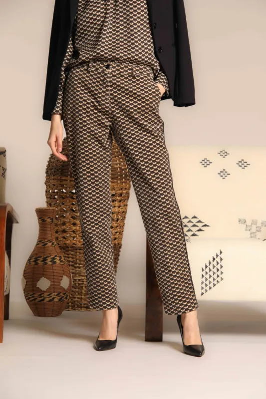 New York women's chino pants in velvet with a geometric design regular fit sold by Mason's