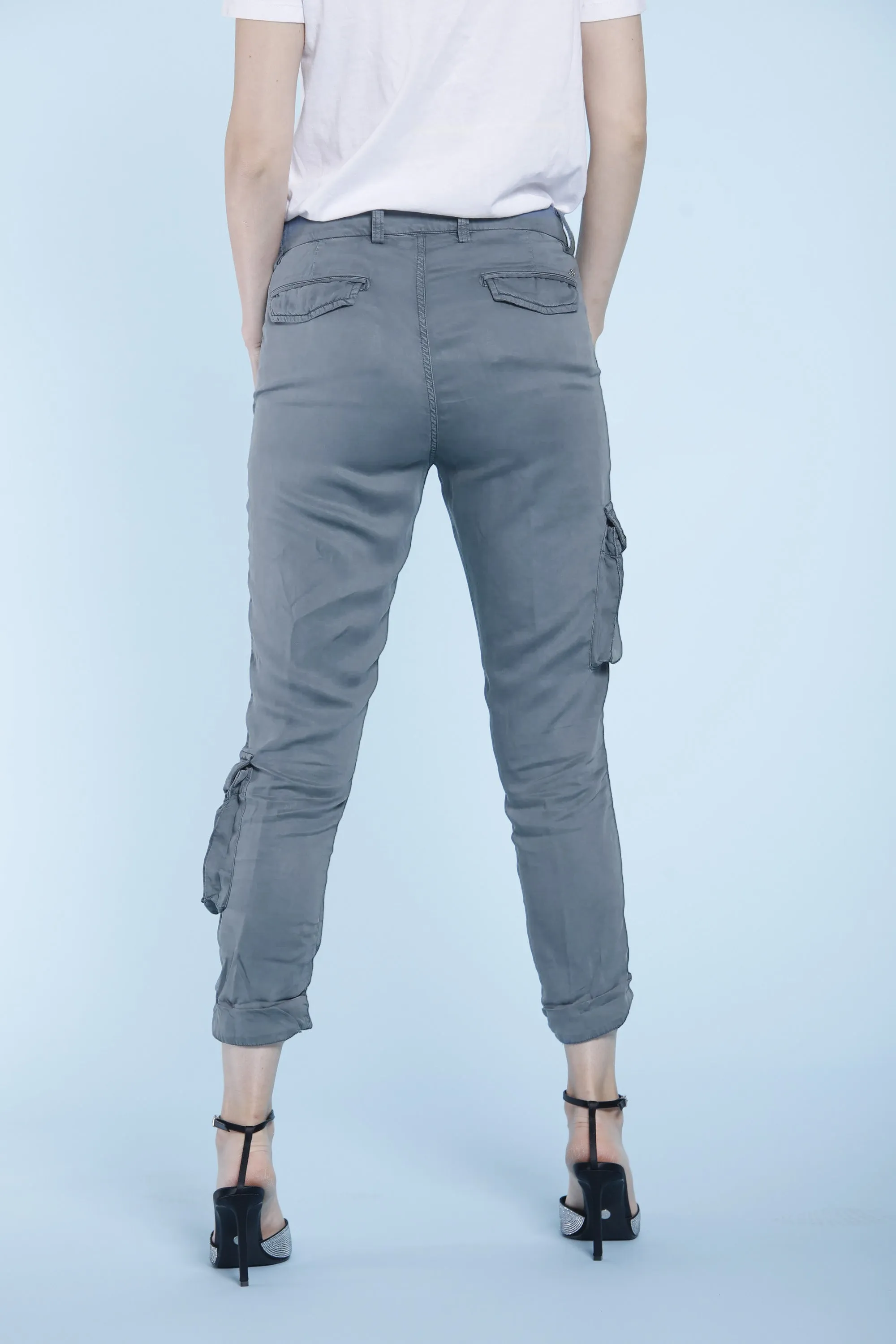 Asia Snake woman cargo pants in tencel with studs relaxed sold by Mason's product image thumbnail 5