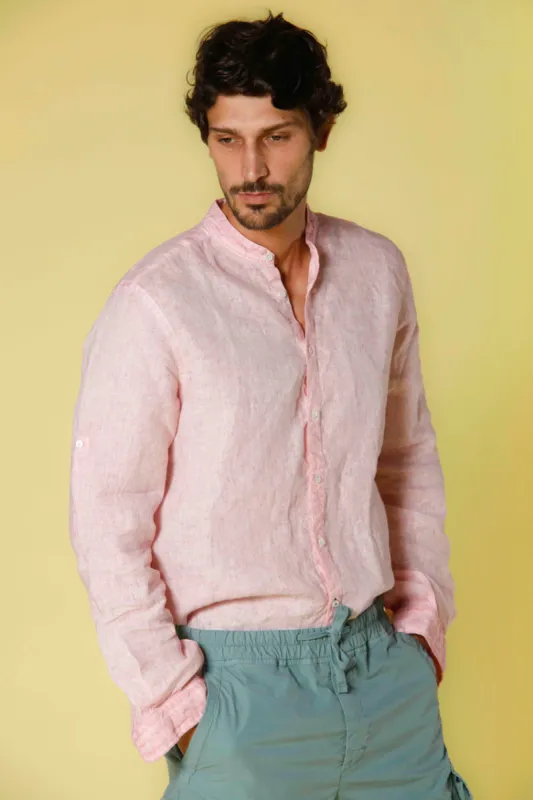 Porto men's long sleeve shirt in linen regular sold by Mason's
