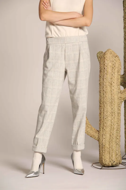 Easy Jogger women's chino pants in jersey with a houndstooth design relaxed fit sold by Mason's