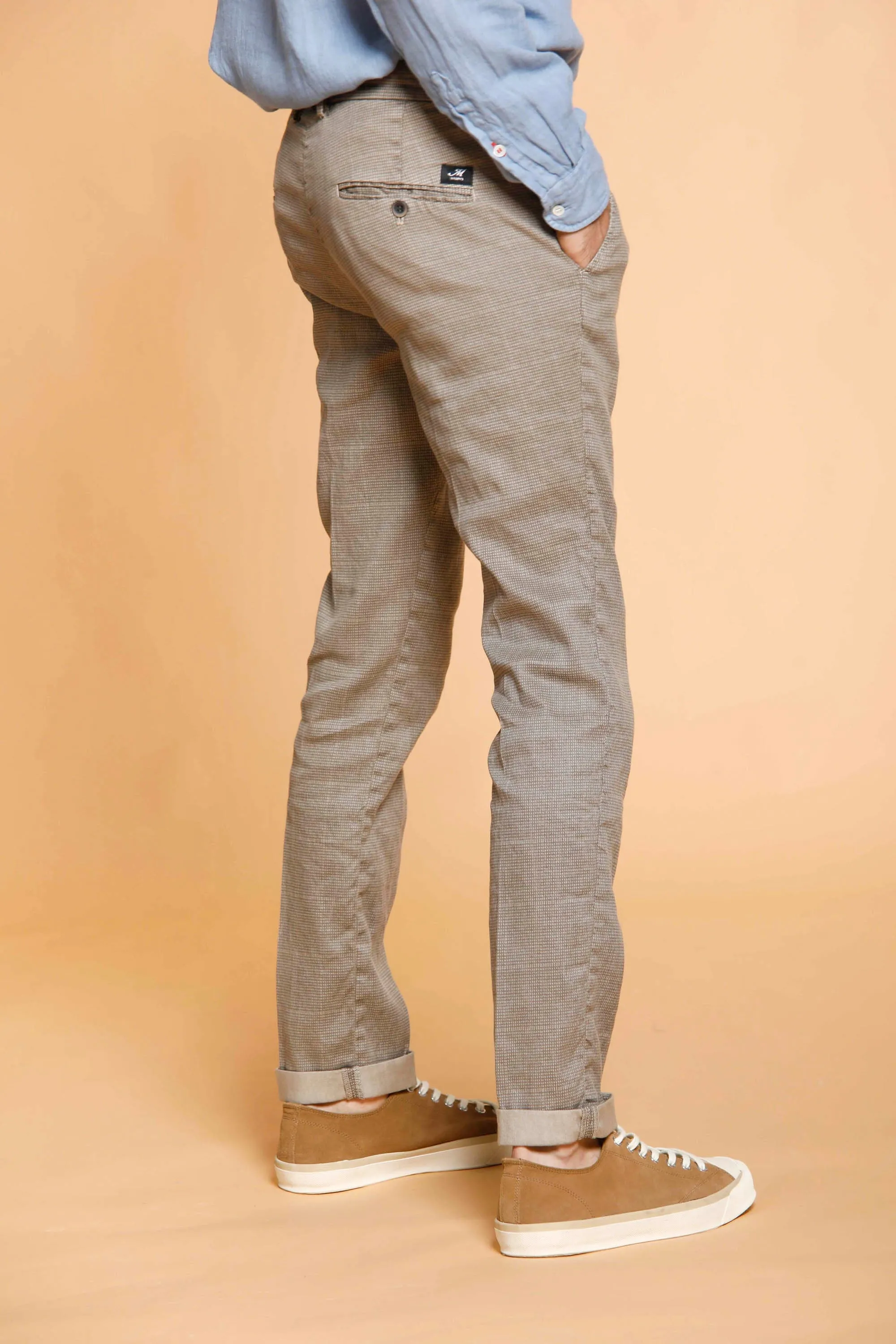 Torino Style man chino pants in linen and cotton with micro wales pattern slim sold by Mason's product image thumbnail 4