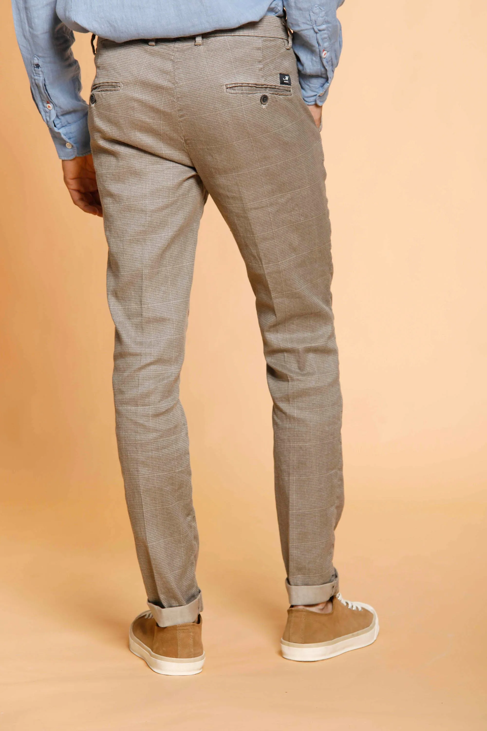 Torino Style man chino pants in linen and cotton with micro wales pattern slim sold by Mason's product image thumbnail 5
