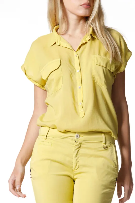 Casta woman shirt with short sleeves in tencel with pockets sold by Mason's