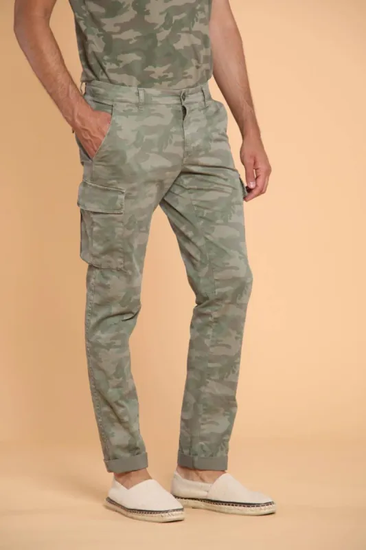 Chile men's cargo pants  in cotton with camouflage pattern  extra slim ① sold by Mason's