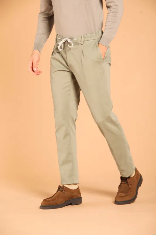 New York 1 Pinces City String in gabardine stretch regular fit sold by Mason's