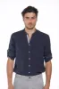 Porto men's long sleeve shirt in linen regular sold by Mason's