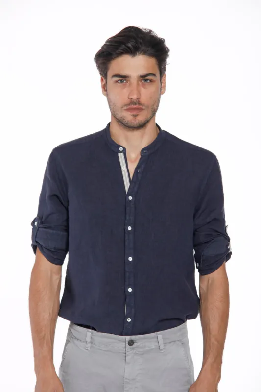 Porto men's long sleeve shirt  in linen regular sold by Mason's