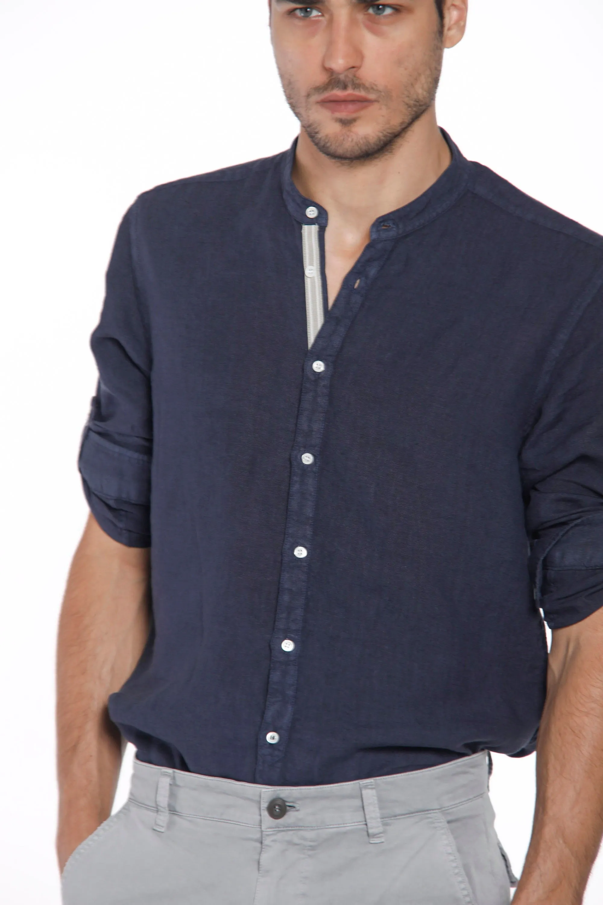 Porto men's long sleeve shirt in linen regular sold by Mason's product image thumbnail 2