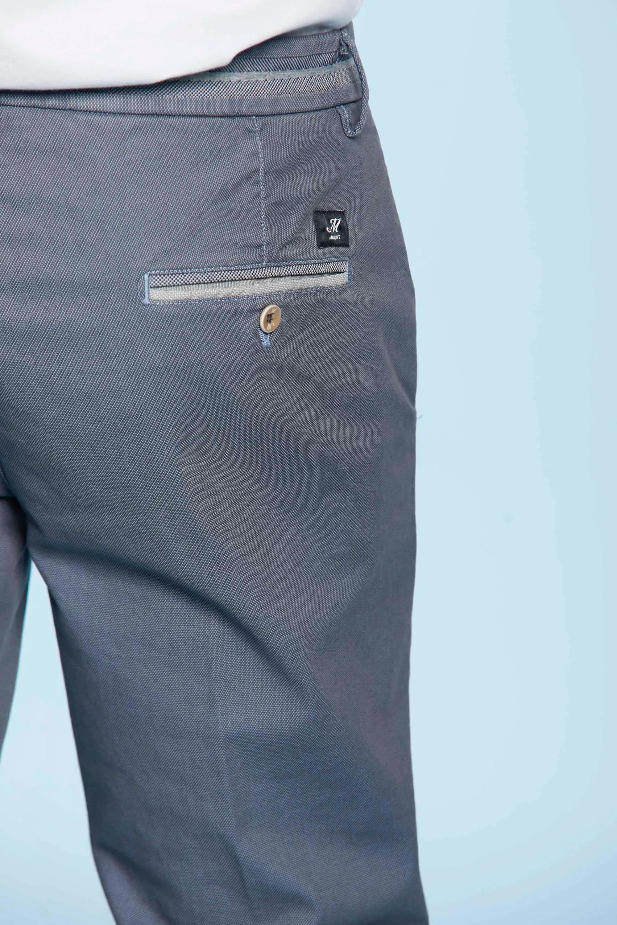 Torino Elegance man chino pants in bird-eye cotton with ribbon slim sold by Mason's product image thumbnail 4