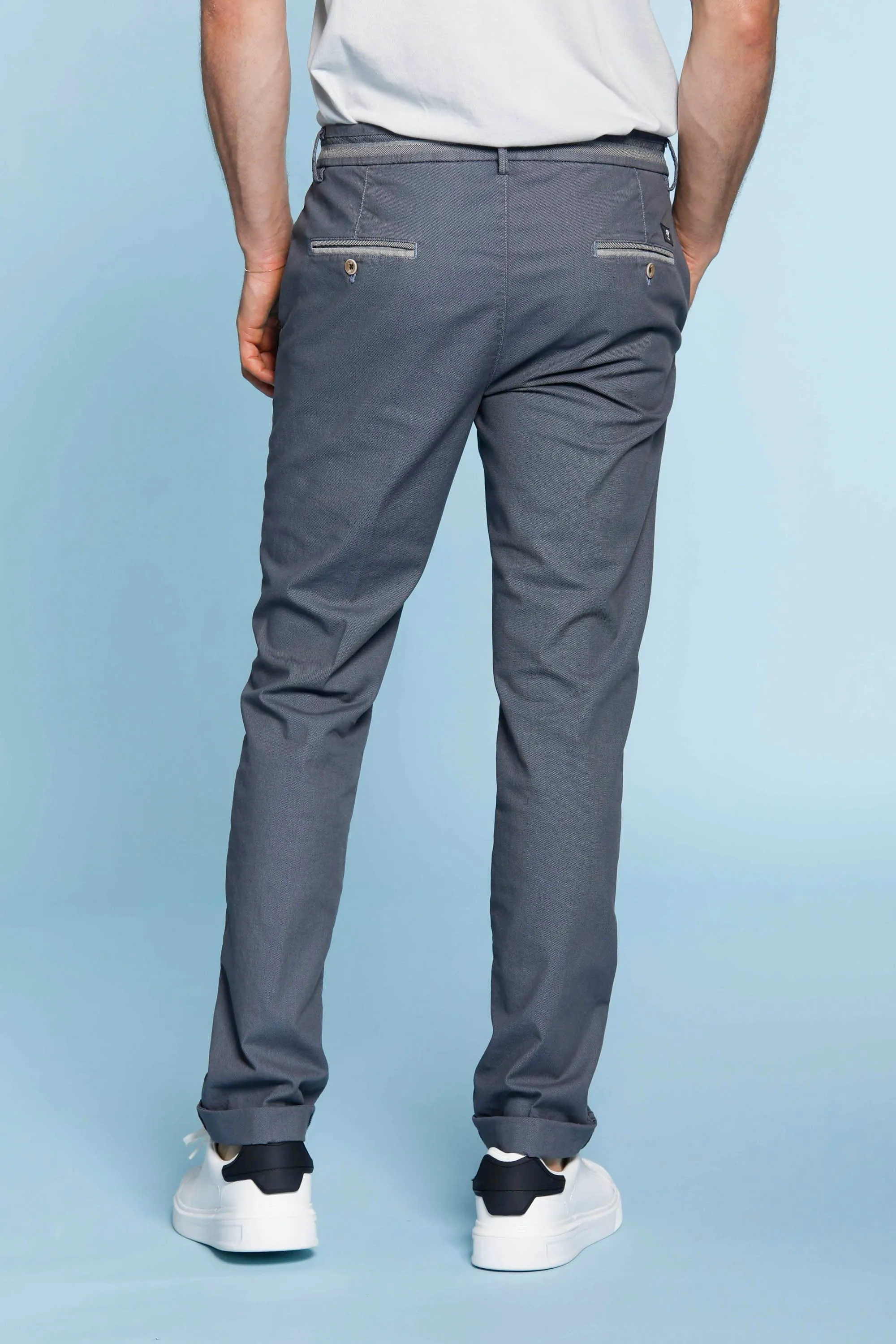 Torino Elegance man chino pants in bird-eye cotton with ribbon slim sold by Mason's product image thumbnail 3