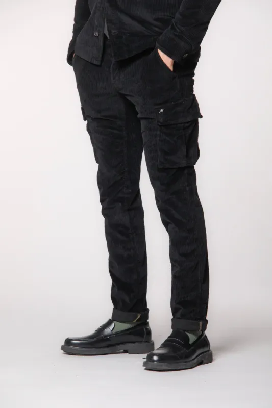 Chile men's cargo pants in velvet 500 stripe extra slim fit sold by Mason's