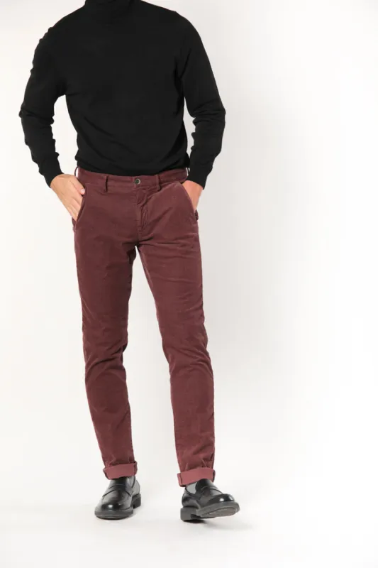 Torino Style man chino pants in velvet 1500 stripes slim sold by Mason's