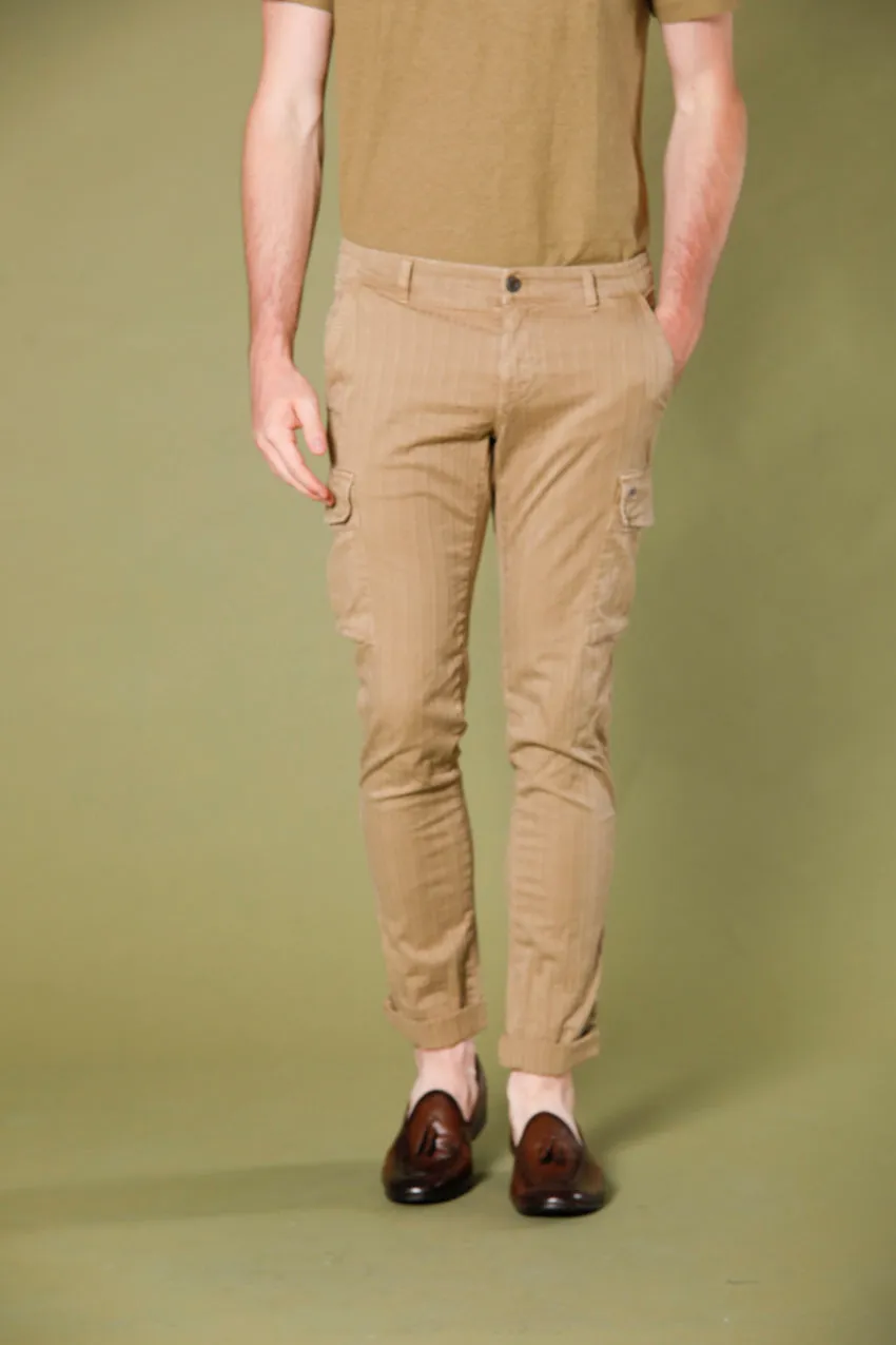 Chile men's cargo pants in cotton resca 3D extra slim sold by Mason's