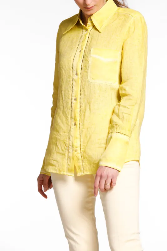 Nicole Patch woman long sleeves shirt in linen icon washing sold by Mason's