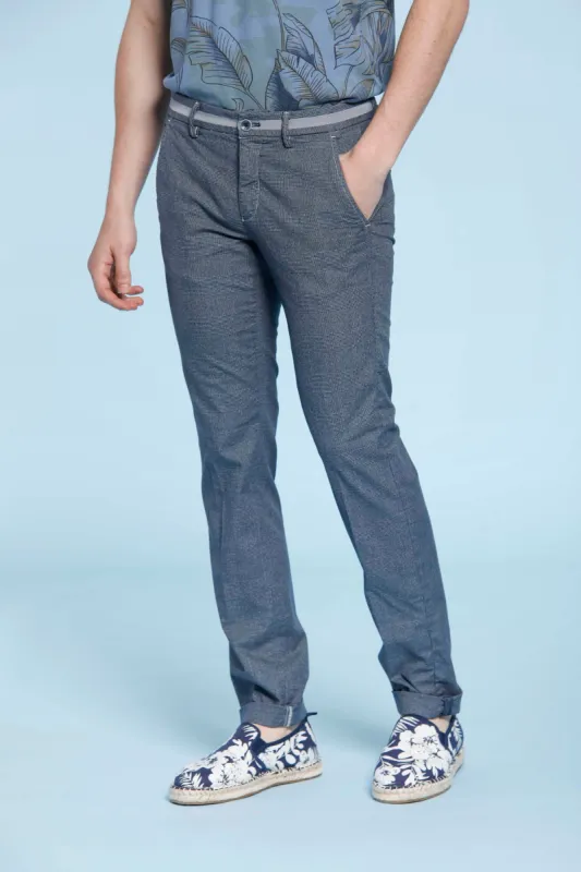 Torino University man chino pants in cotton with wales pattern slim sold by Mason's