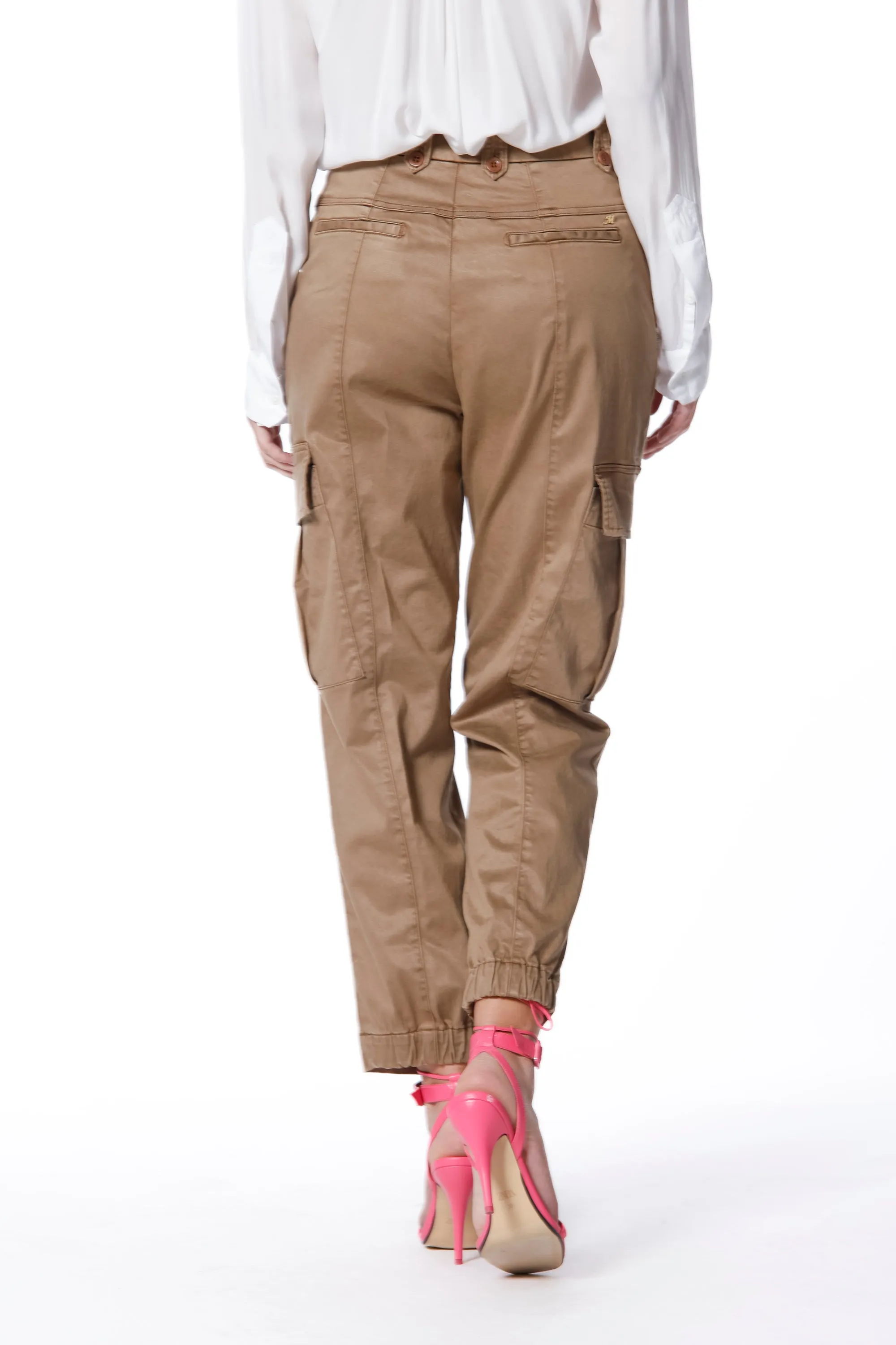 Birkin woman cargo pants in stretch satin with studs curvy sold by Mason's product image thumbnail 5