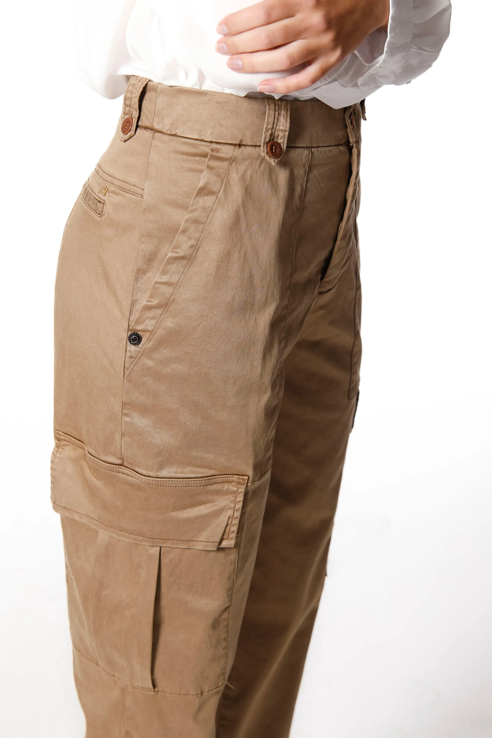 Birkin woman cargo pants in stretch satin with studs curvy sold by Mason's product image thumbnail 3
