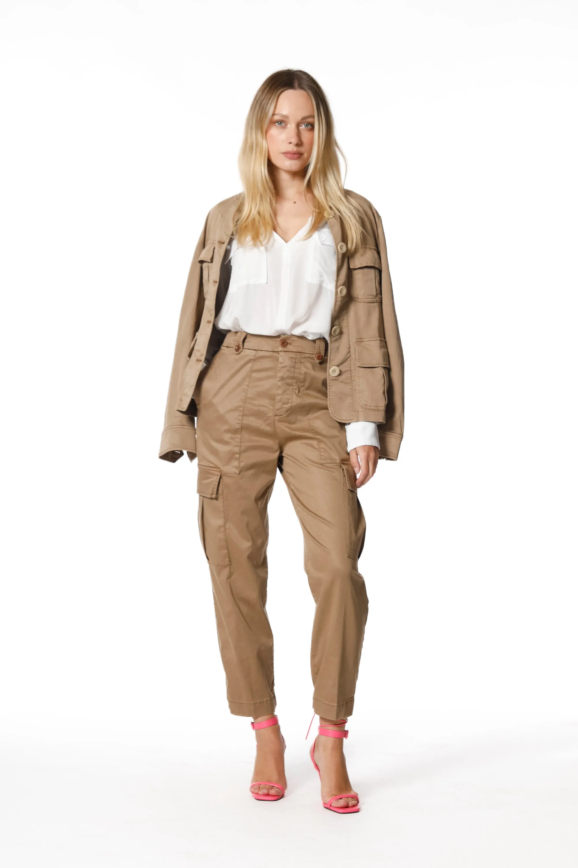 Birkin woman cargo pants in stretch satin with studs curvy sold by Mason's product image thumbnail 2