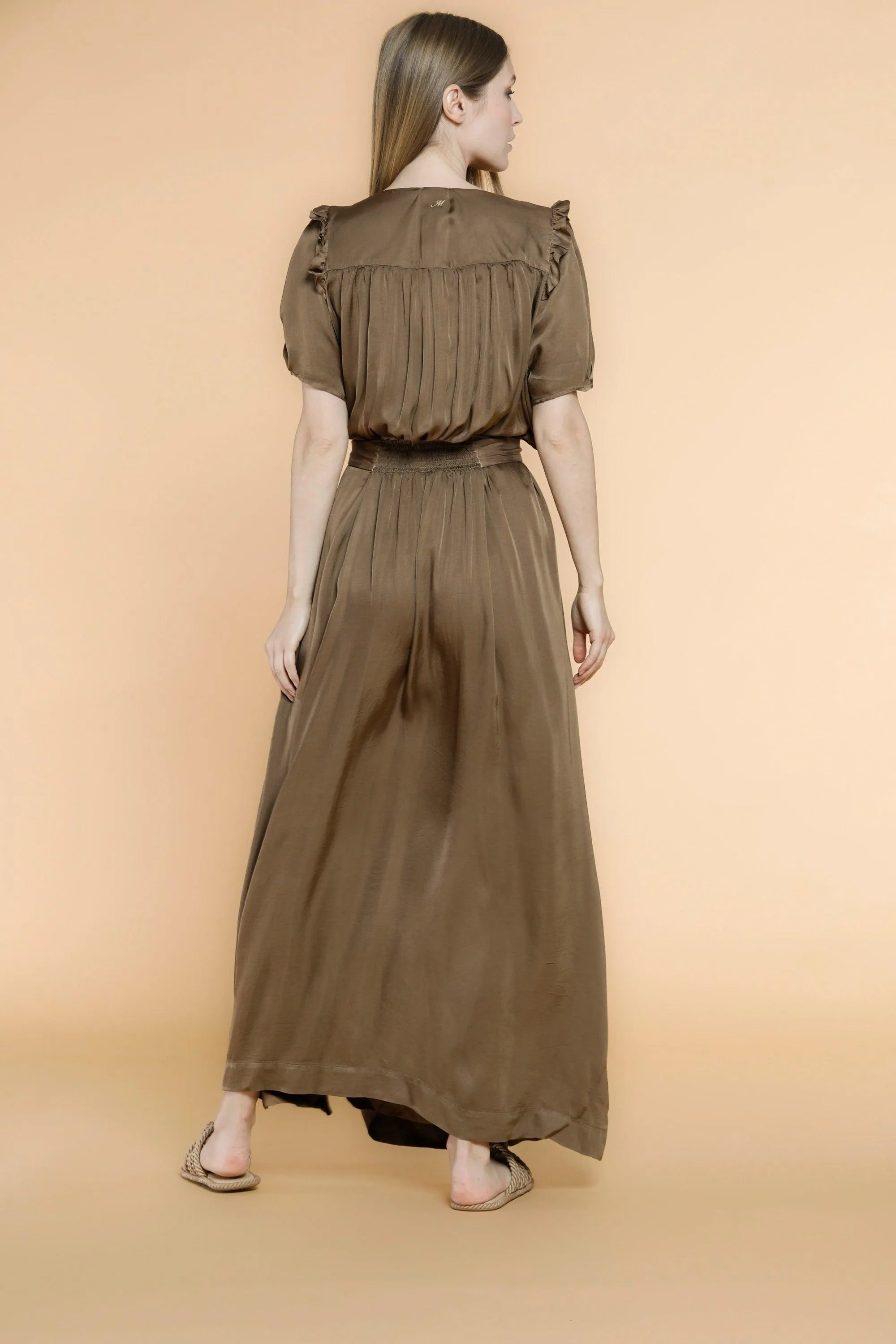 Kim woman long dress in viscose with short sleeves, belt and details sold by Mason's product image thumbnail 4