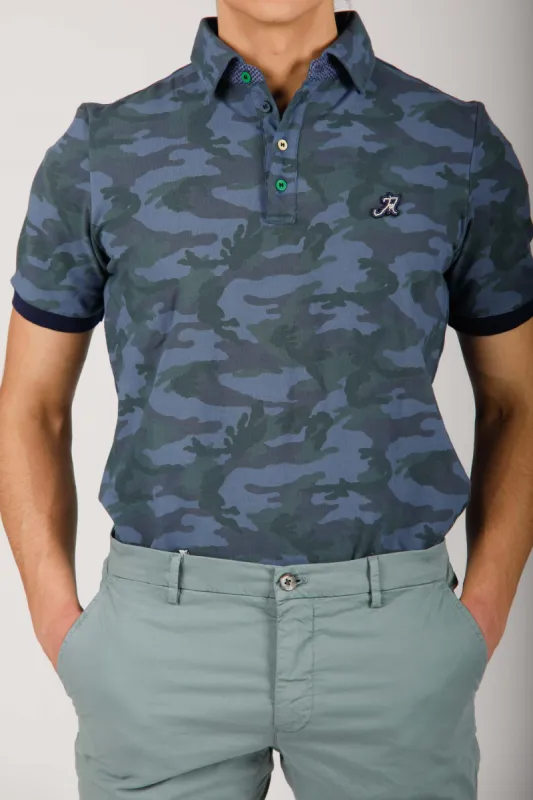 Print man polo shirt in cotton with camouflage pattern and details ① sold by Mason's