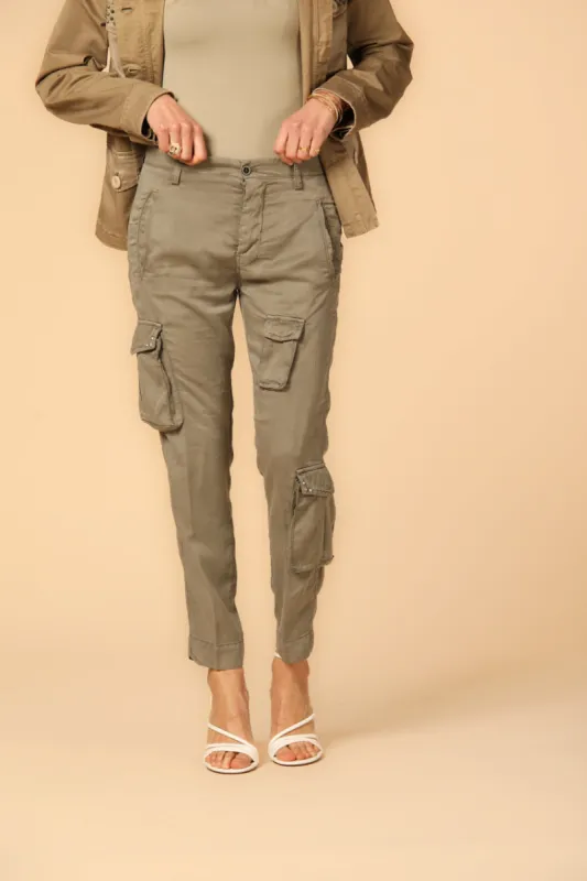 Asia Snake women's cargo pants in tencel with studs relaxed sold by Mason's