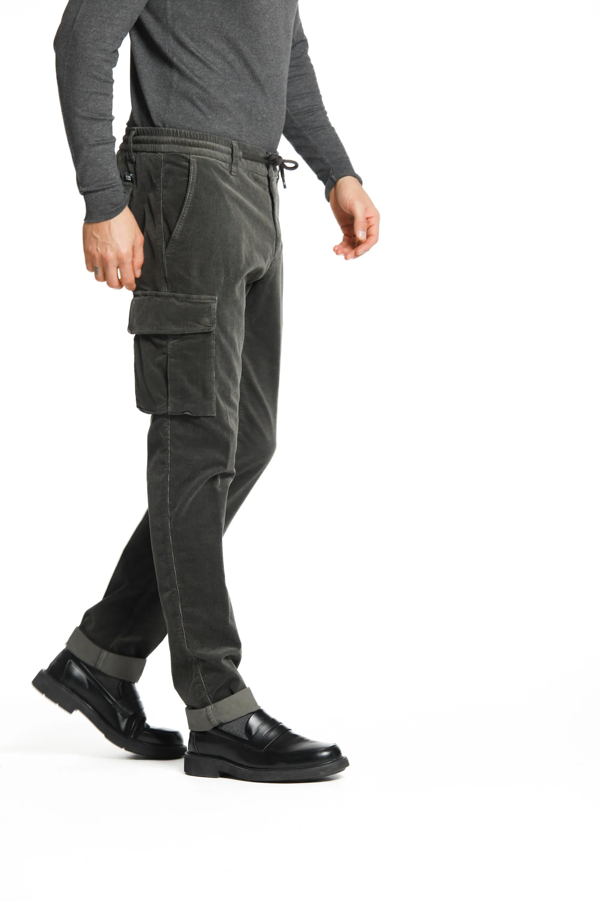 Chile Jogger man cargo pant in 1500 striped velvet extra slim sold by Mason's product image thumbnail 2