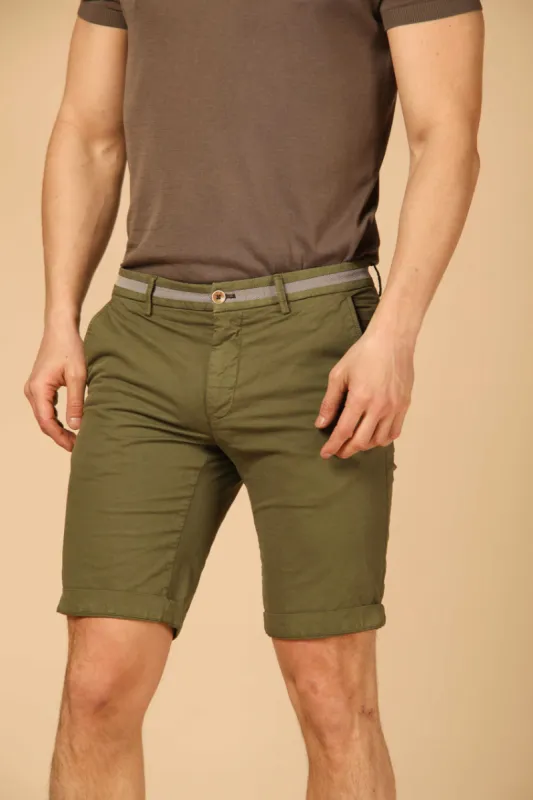 Torino University men's  chino bermuda in stretch gabardine slim sold by Mason's