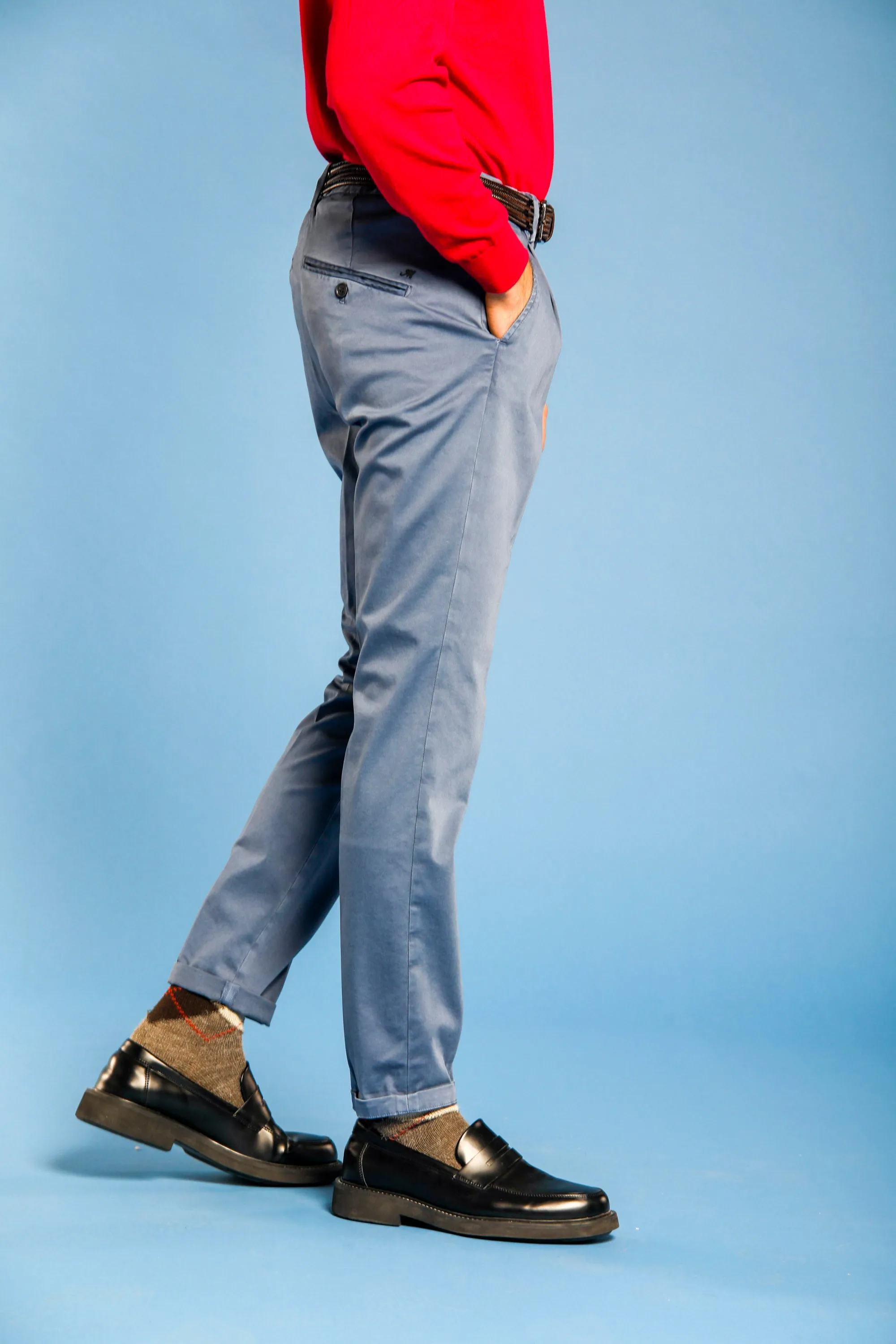 Osaka 1 Pinces man chino pant in satin carrot fit sold by Mason's product image thumbnail 3