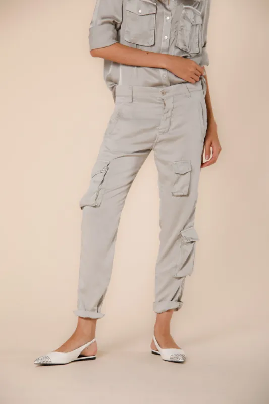 Asia Snake women's cargo pants in tencel with studs relaxed sold by Mason's