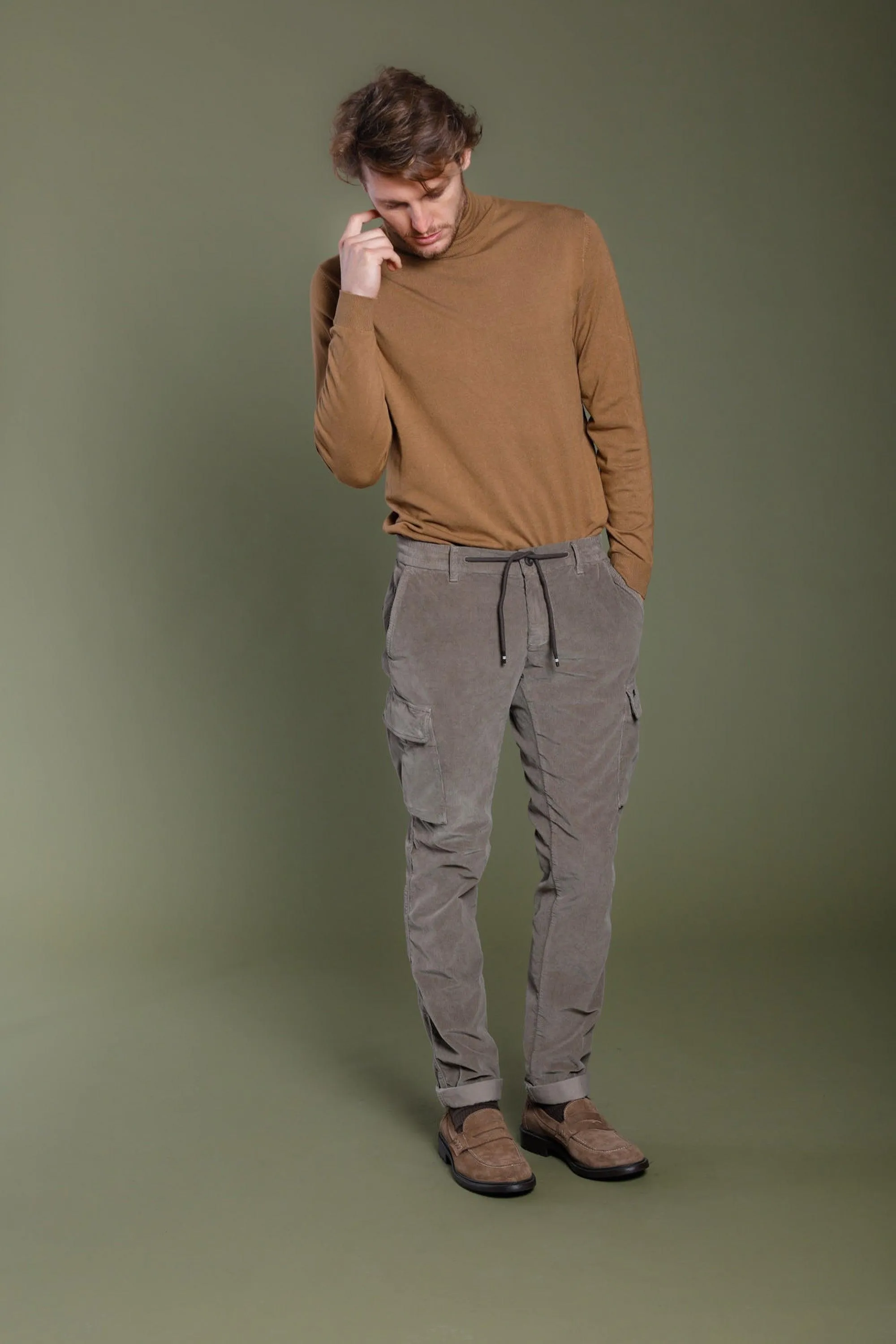 Chile Jogger man cargo pant in 1500 striped velvet extra slim sold by Mason's product image thumbnail 2