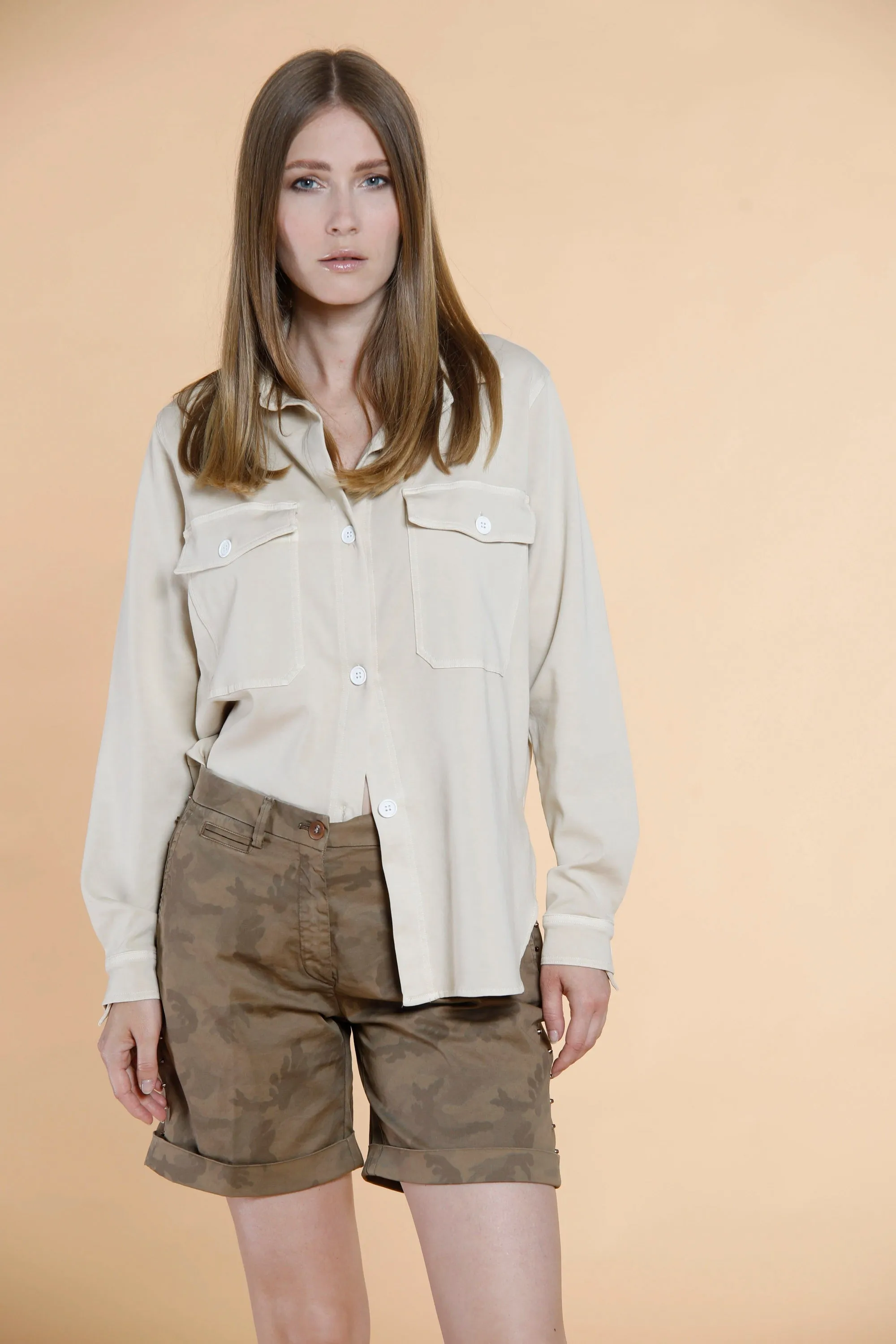 Cityfield woman field jacket in cotton and tencel with pockets sold by Mason's