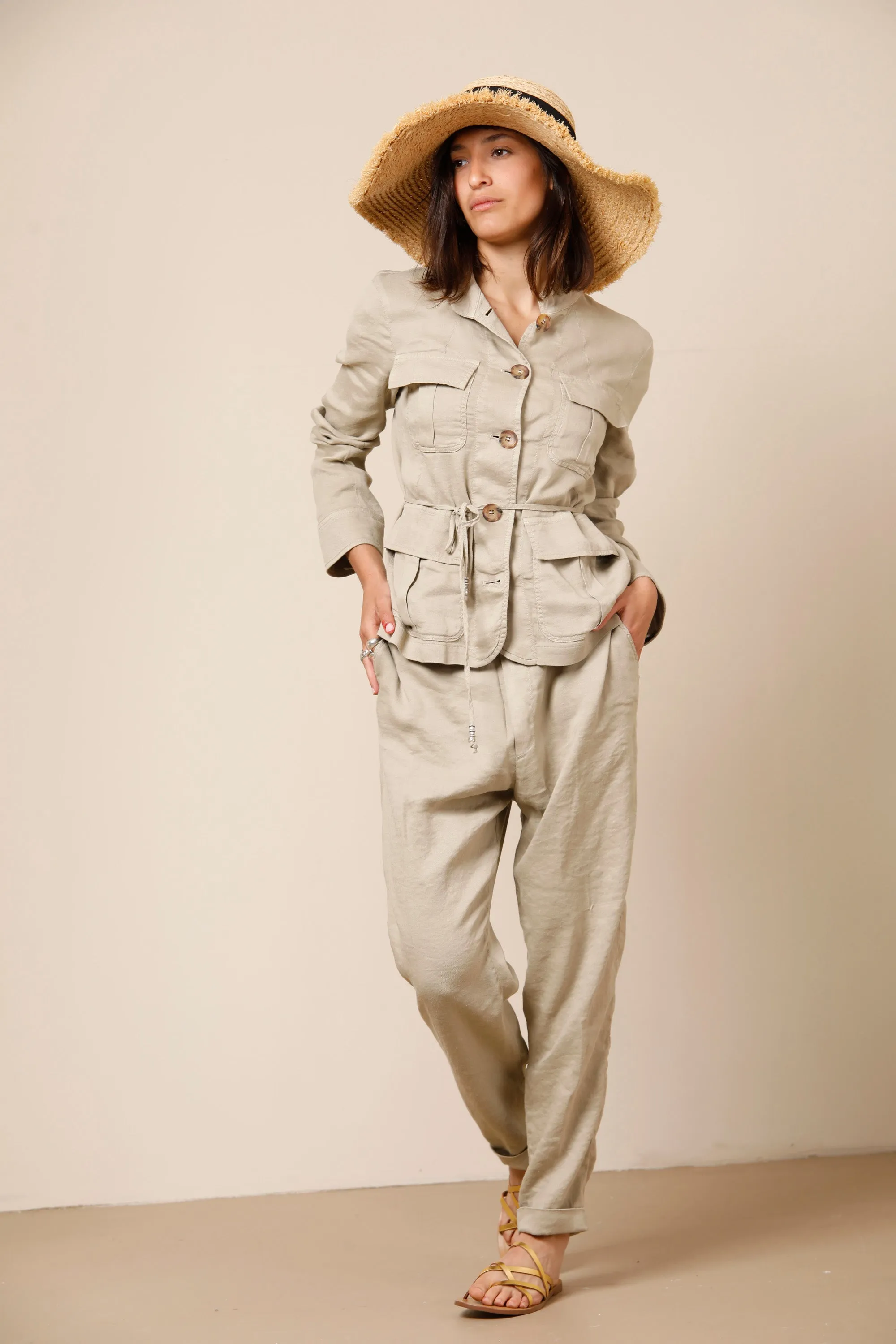 Karen women's field jacket in linen and viscose with large pockets sold by Mason's product image thumbnail 3