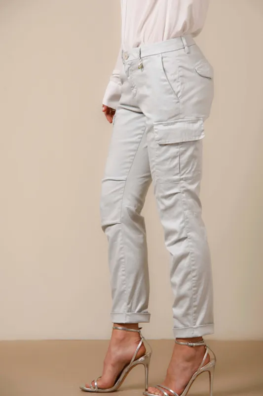 Chile City woman cargo pants in stretch satin icon washes curvy sold by Mason's