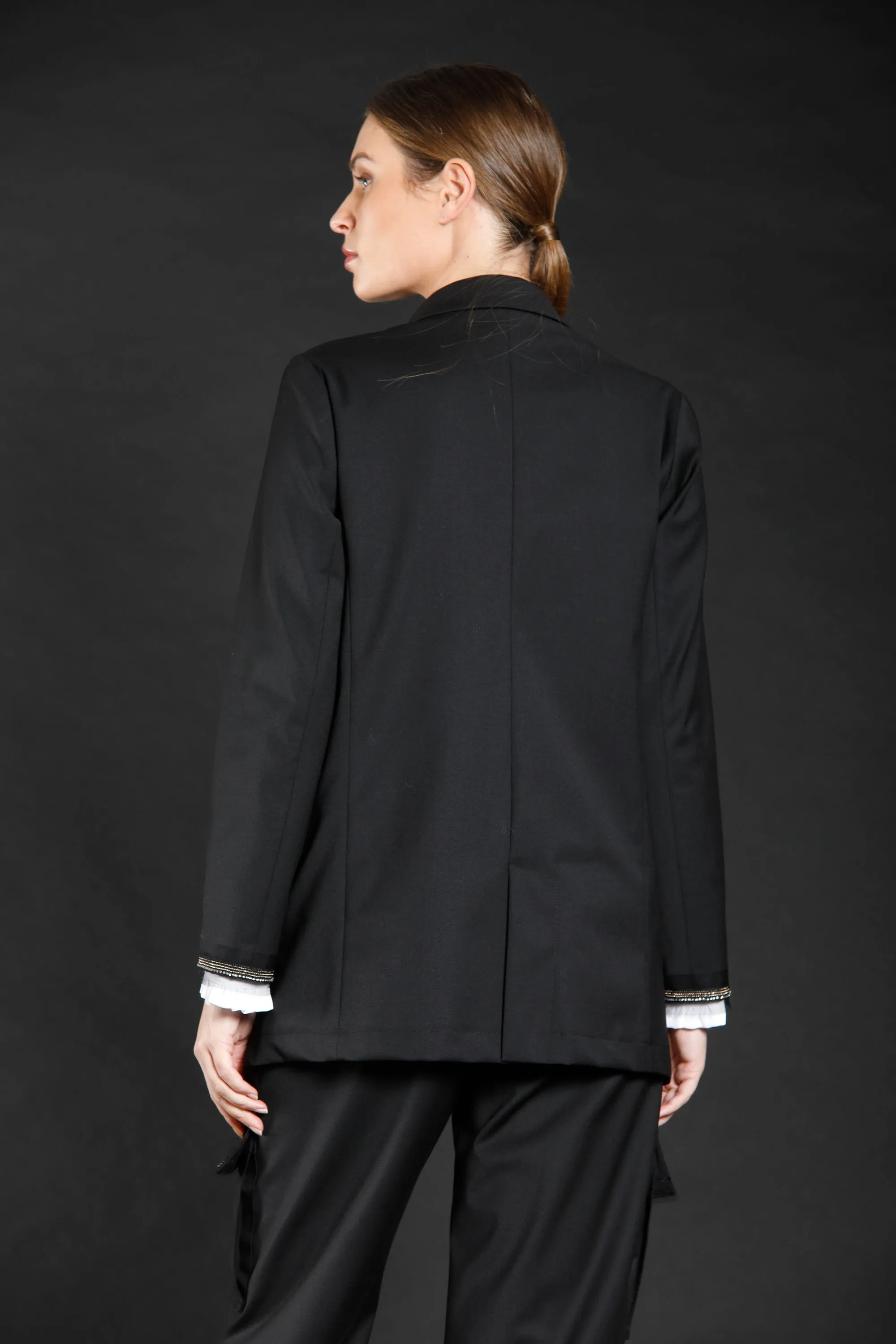 Letizia woman wool and viscose blazer with jewel ribbon sold by Mason's product image thumbnail 3