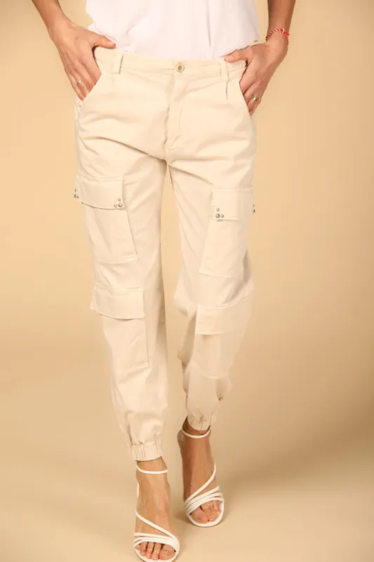 Evita Cargo women's cargo pants in gabardine with details curvy sold by Mason's