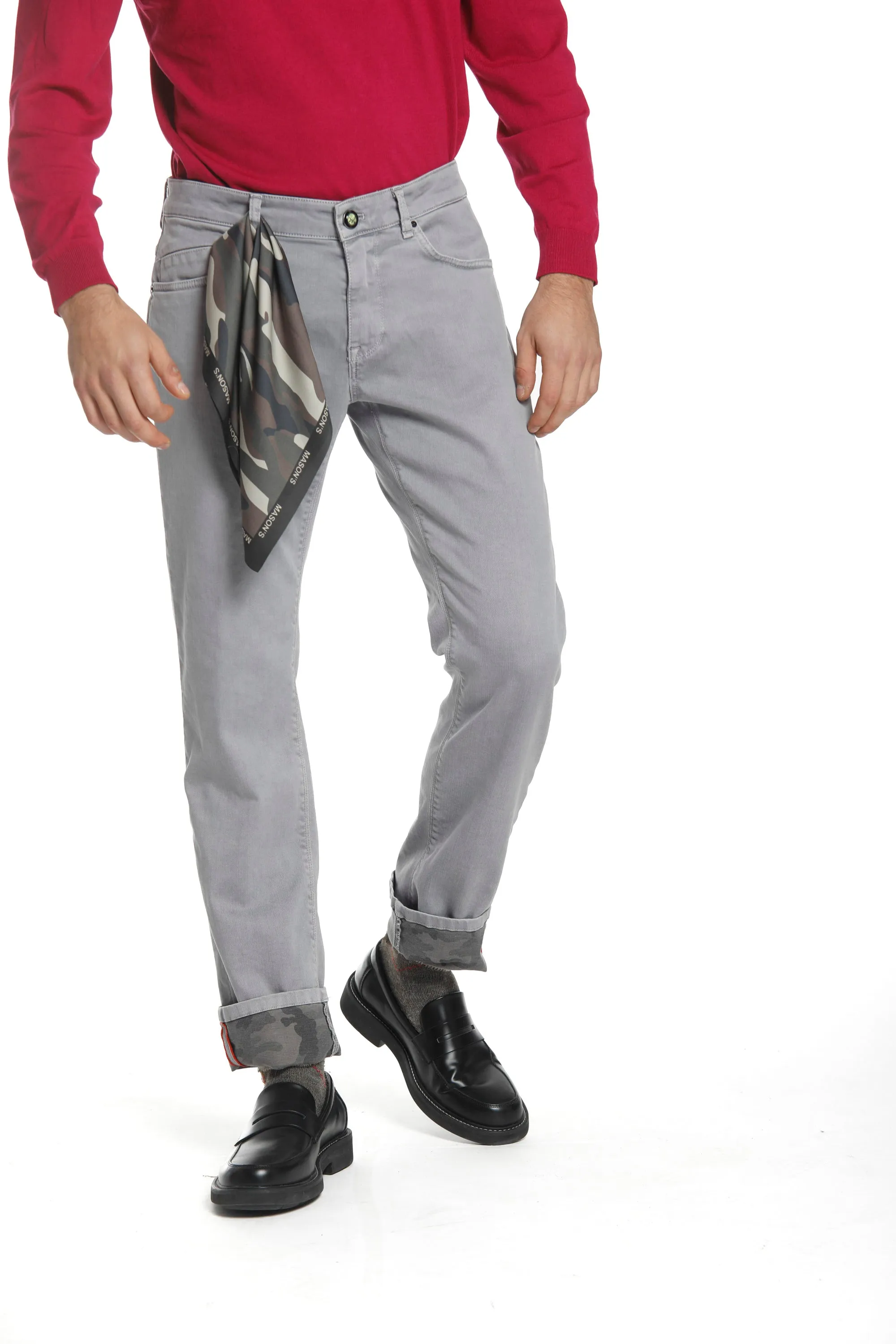 Harris 5 Pockets man denim pant in gabardine and details slim sold by Mason's