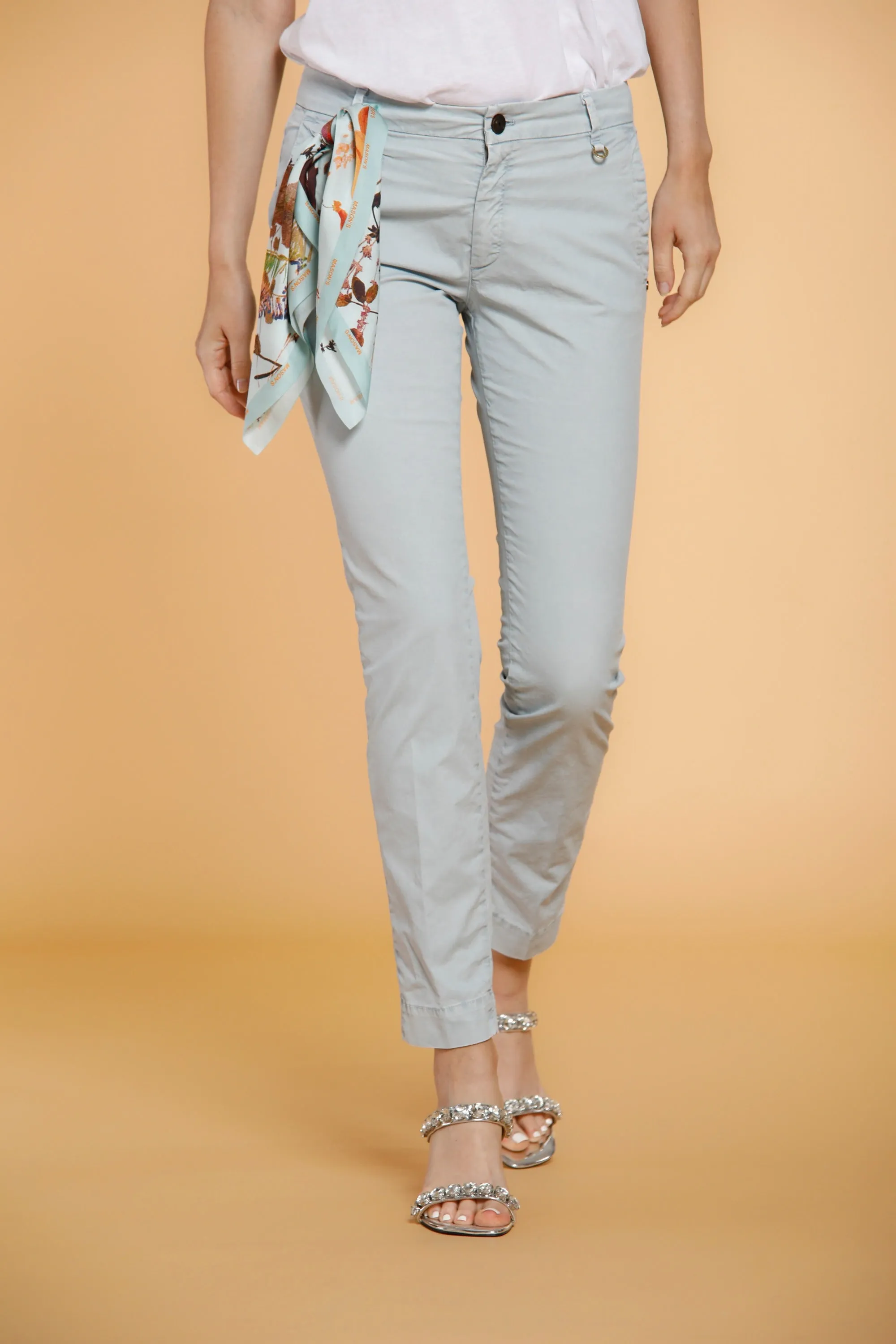 Jaqueline Archivio woman icon washes chino trousers in cotton curvy sold by Mason's