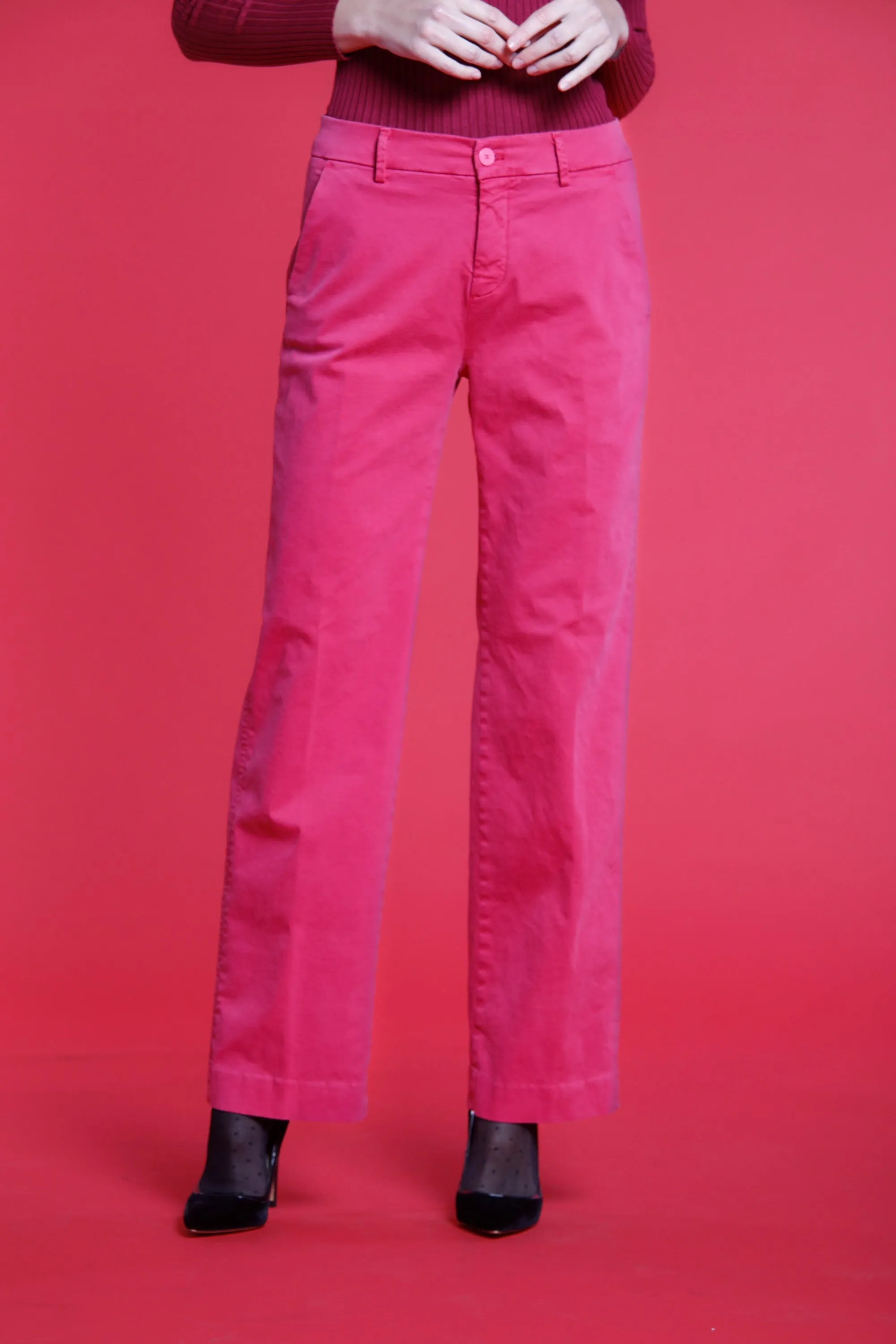 New York Straight woman satin chino pants sold by Mason's