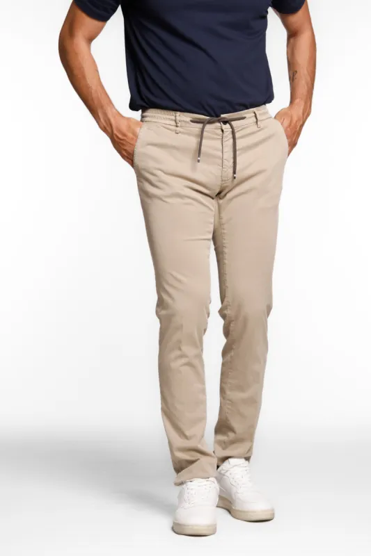 Milano Jogger man chino pants in cotton and tencel extra slim sold by Mason's
