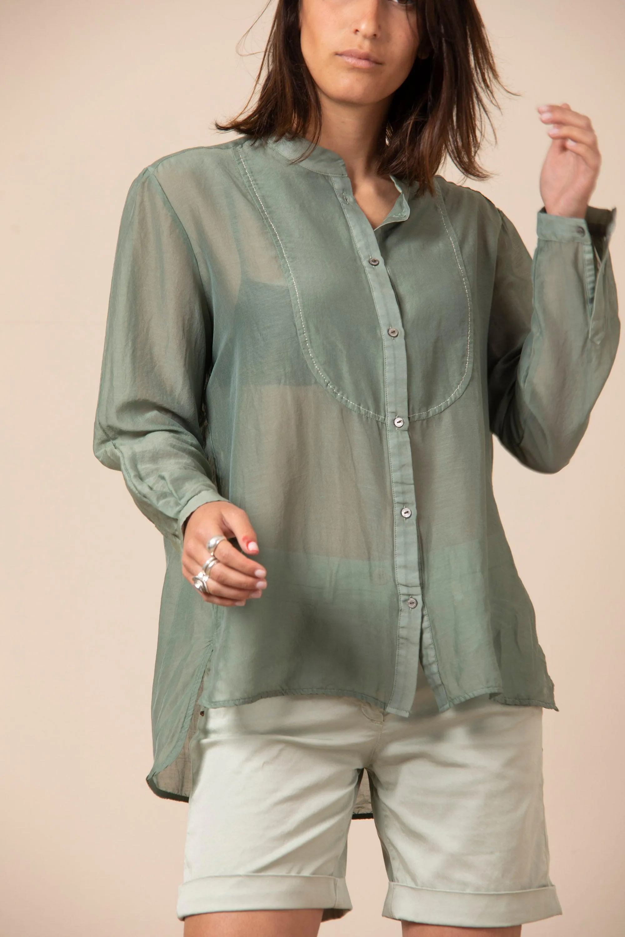 Ashley shirt woman shirt in cotton and silk with stitching detail sold by Mason's product image thumbnail 5