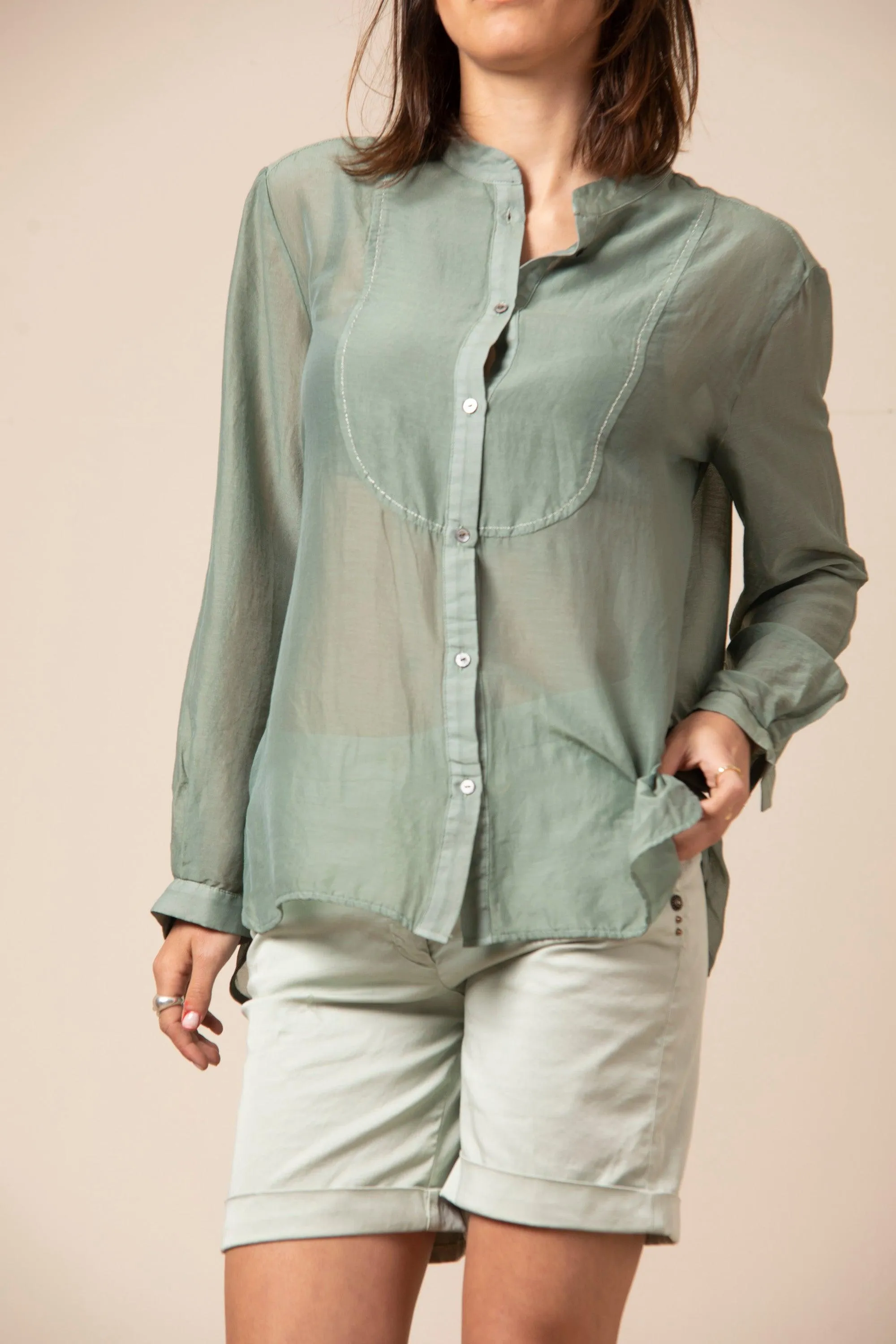 Ashley shirt woman shirt in cotton and silk with stitching detail sold by Mason's product image thumbnail 2
