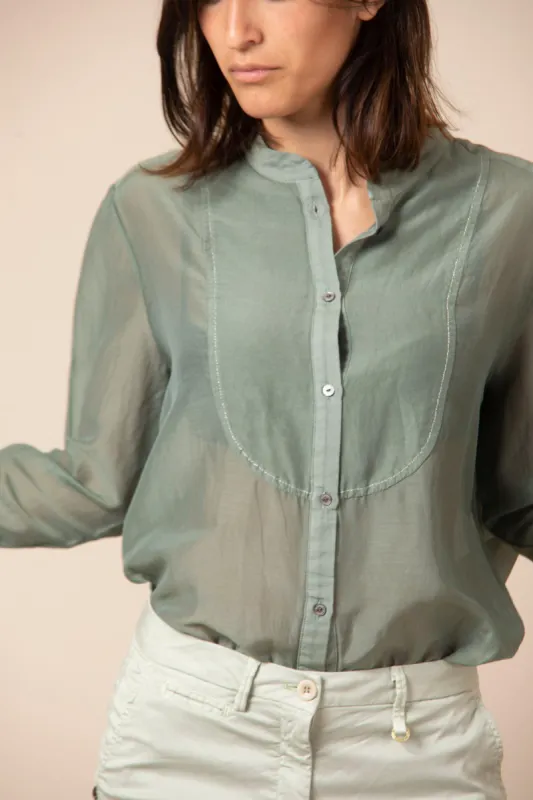 Ashley shirt woman shirt in cotton and silk with stitching detail sold by Mason's