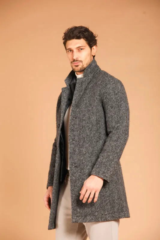 Los Angeles men's cloth coat in cotton wool-effect resca pattern regular fit sold by Mason's