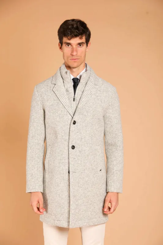 Los Angeles men's coat in wool-effect cloth with resca patterned regular fit sold by Mason's