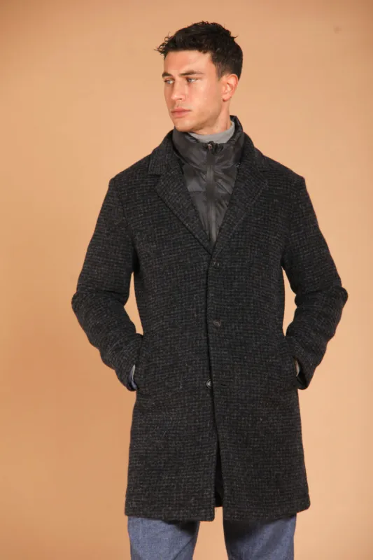 Los Angeles men's wool-effect cloth coat with galles motif regular fit sold by Mason's