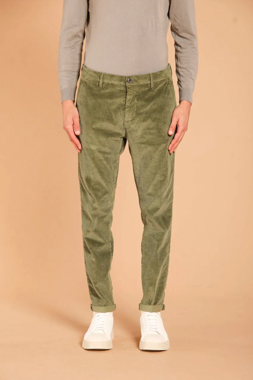 Osaka men's chino pants in velvet 500 stripes carrot fit sold by Mason's